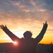 Man background over the sunset.